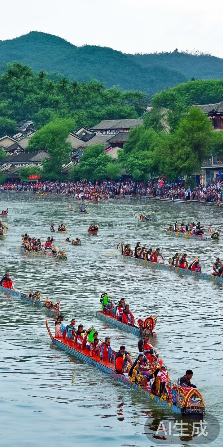 江南龙舟竞赛
龙舟运动在江南有着悠久的传统，每逢